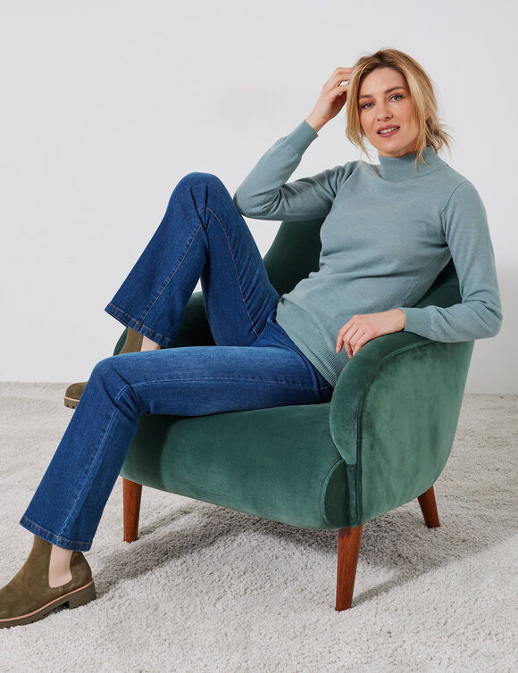 Pull col montant, laine d'agneau (vert grisé) Pull col montant, laine d'agneau (vert grisé)